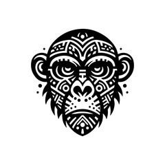 Flat design of tribal chimpanzee head mask