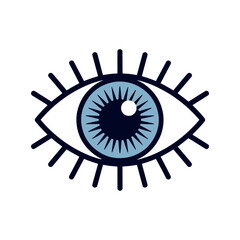 Stylized Evil Eye Illustration with Blue Iris and Dark Blue Lashes A Symbolic Protective Amulet Design