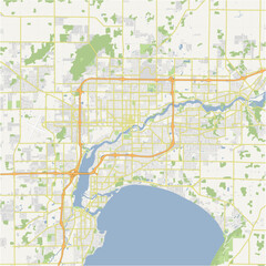 Naklejka premium Map of Appleton in Wisconsin in a normal road map style. Contains layered vector with roads water, parks, etc.