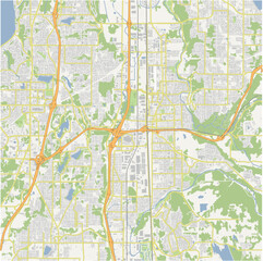Fototapeta premium Map of Auburn in Washington in a normal road map style. Contains layered vector with roads water, parks, etc.