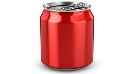 A single red aluminum can with a silver colored top