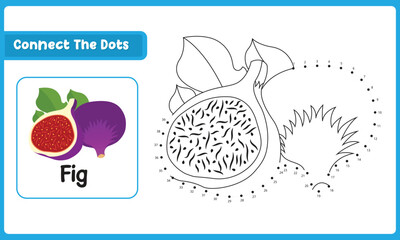 Connect The Dots Fig Food. Dot To Dot Educational Game. Vector Illustration