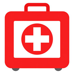 Obraz premium Flat First Aid Kit Icon with Red Cross Symbol, Minimal Medical Style, Transparent Background PNG