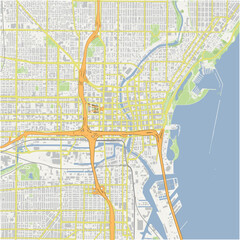 Map of Milwaukee Center in Wisconsin in a normal road map style. Contains layered vector with roads water, parks, etc.