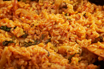 Kimchi fried rice and fried egg 