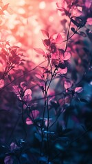 Purple Leaves Plant Glowing in Sunlight Vertical Format