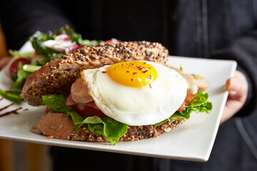 Sandwich with salad on a plate