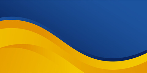 Abstract yellow and blue geometric curve overlap layer background with halftone dots decoration. Modern horizontal banner template design. Suit for cover, header, poster, banner, website, business