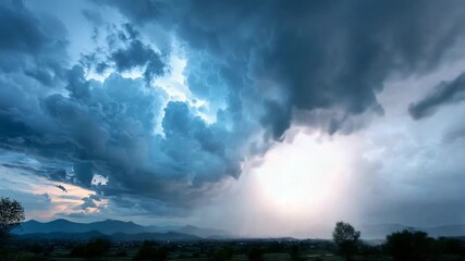 Dramatic storm clouds over mountains - Powered by Adobe