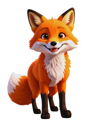 Obraz premium Cute red fox cartoon illustration of a wild forest animal with a bushy tail