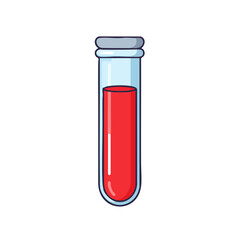 Vector illustration of blood test with vial medical style on white background, laboratory symbol
