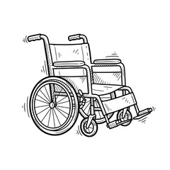 Fototapeta premium Wheelchair illustration in sketched style with detailed design 