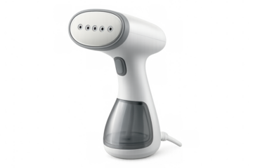 Handheld steamer for clothes isolated on a transparent background, perfect for quick touch-ups and wrinkle removal