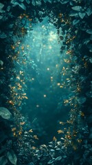 Naklejka premium Enchanted Leafy Tunnel with Glowing Light Effect