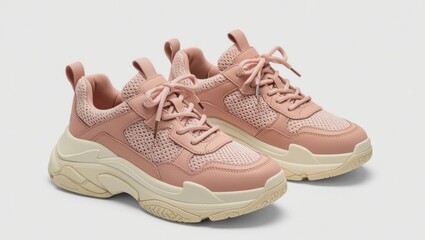 Stylish pink chunky sneakers for women, perfect for casual wear and adding a fashionable touch to any outfit on a white background