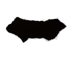 Pieces of torn or cut black paper, design elements isolated on transparent background.
