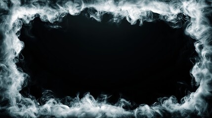 White smoke frame on black background provides a dramatic abstract border element