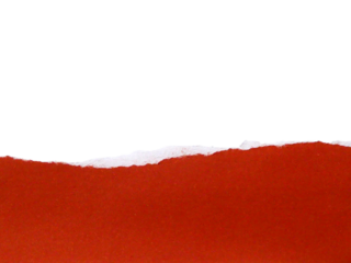 Pieces of torn or cut red paper, design elements isolated on transparent background.