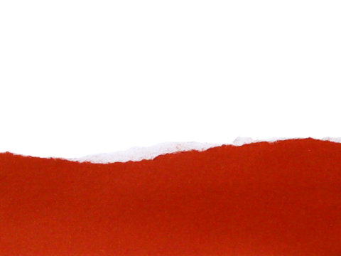 Pieces of torn or cut red paper, design elements isolated on transparent background.