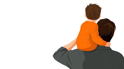 Father Carrying Son on Shoulders: A Simple Illustration