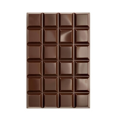 A rectangular chocolate bar divided into square segments with a smooth, glossy surface.