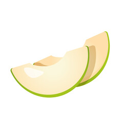 Fresh green apple fruit slices isolated on white background.