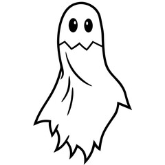 Torn cloth ghost line art vector illustration  