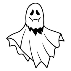 Torn cloth ghost line art vector illustration  