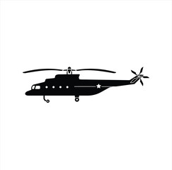 Helicopter Silhouette Isolated on White Background
