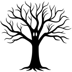 Obraz premium Scary tree line art vector illustration 
