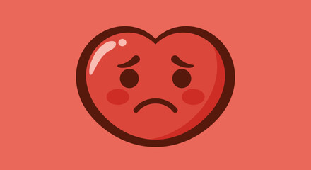 Sad Heart Emoji with Red Cheeks and Eyes.