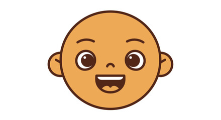 Cartoon Baby Face with Smiling Expression and Features.