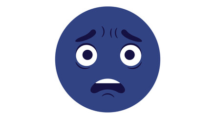 Blue Circle Emoji Depicting Shocked and Worried Expression.