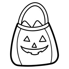 Trick or treat bag line art vector illustration  