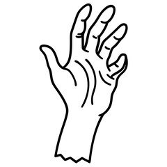Zombie hand line art vector illustration  