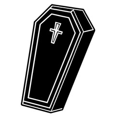 Fototapeta premium Coffin line art vector illustration 