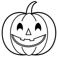 Pumpkin face line art vector illustration  