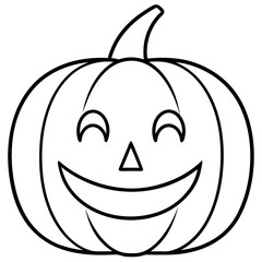 Pumpkin face line art vector illustration  
