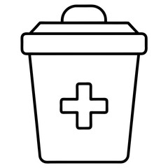 Medical waste bin line art vector illustration  