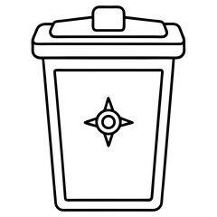 Medical waste bin line art vector illustration  