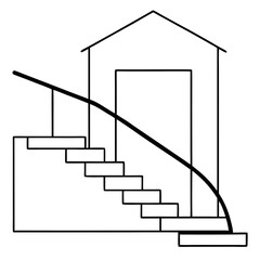 Hospital stairs line art vector illustration  