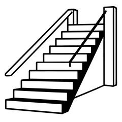 Hospital stairs line art vector illustration  