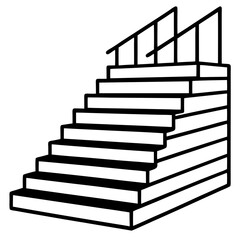 Hospital stairs line art vector illustration  