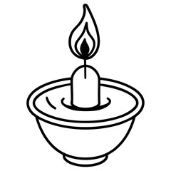 Floating candle line art vector illustration  