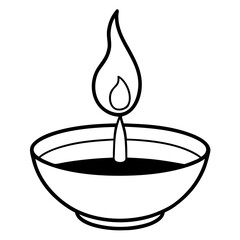 Floating candle line art vector illustration  
