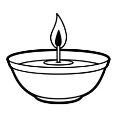 Floating candle line art vector illustration  