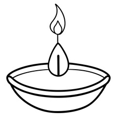 Floating candle line art vector illustration  