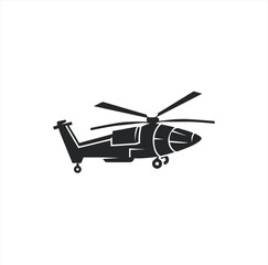 Helicopter Silhouette Isolated on White Background
