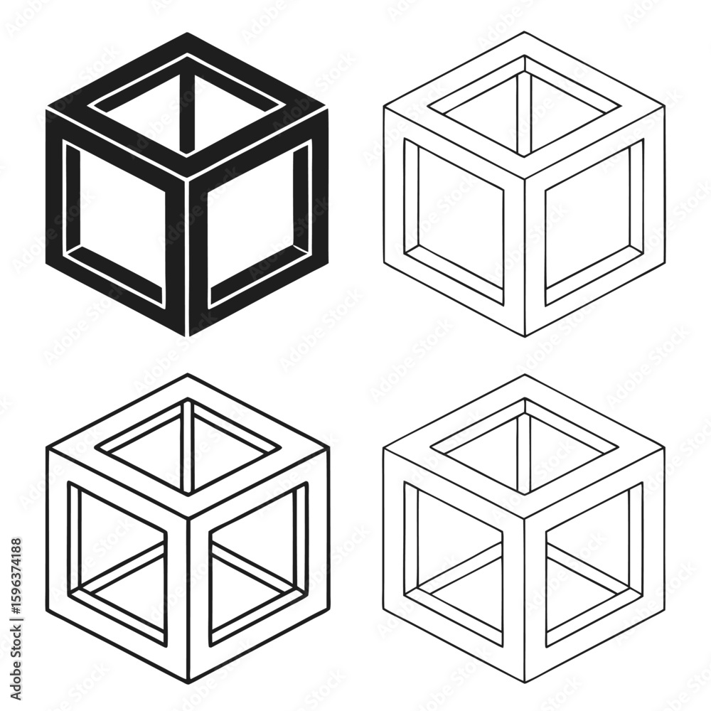 Poster Isometric Cubes Arrangement A vector design featuring a series of five colorful isometric cubes perfect for illustrating concepts like 3D modeling geometry or abstract spatial