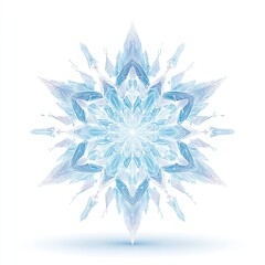Intricate Blue and White Snowflake Design with Detailed Patterns and Symmetrical Features on a White Background